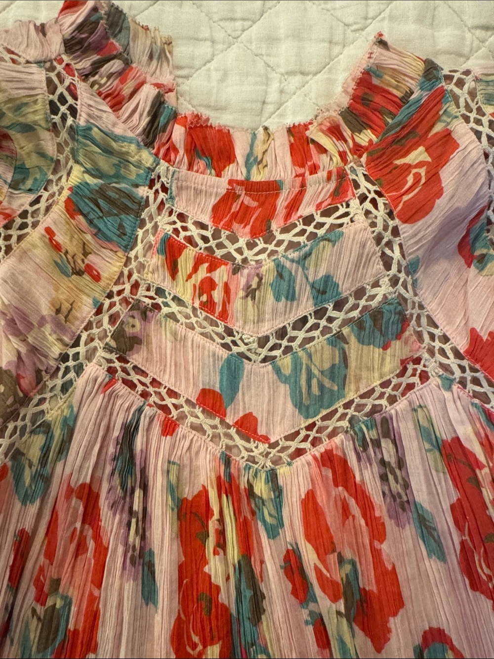 Sea crinkle cotton floral blouse - Picture 3 of 5